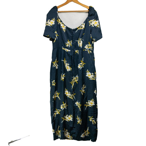 Women's Size 14 SAM EDELMAN Blue Floral Midi Sheath Dress Knee Length Polyester - Picture 2 of 4